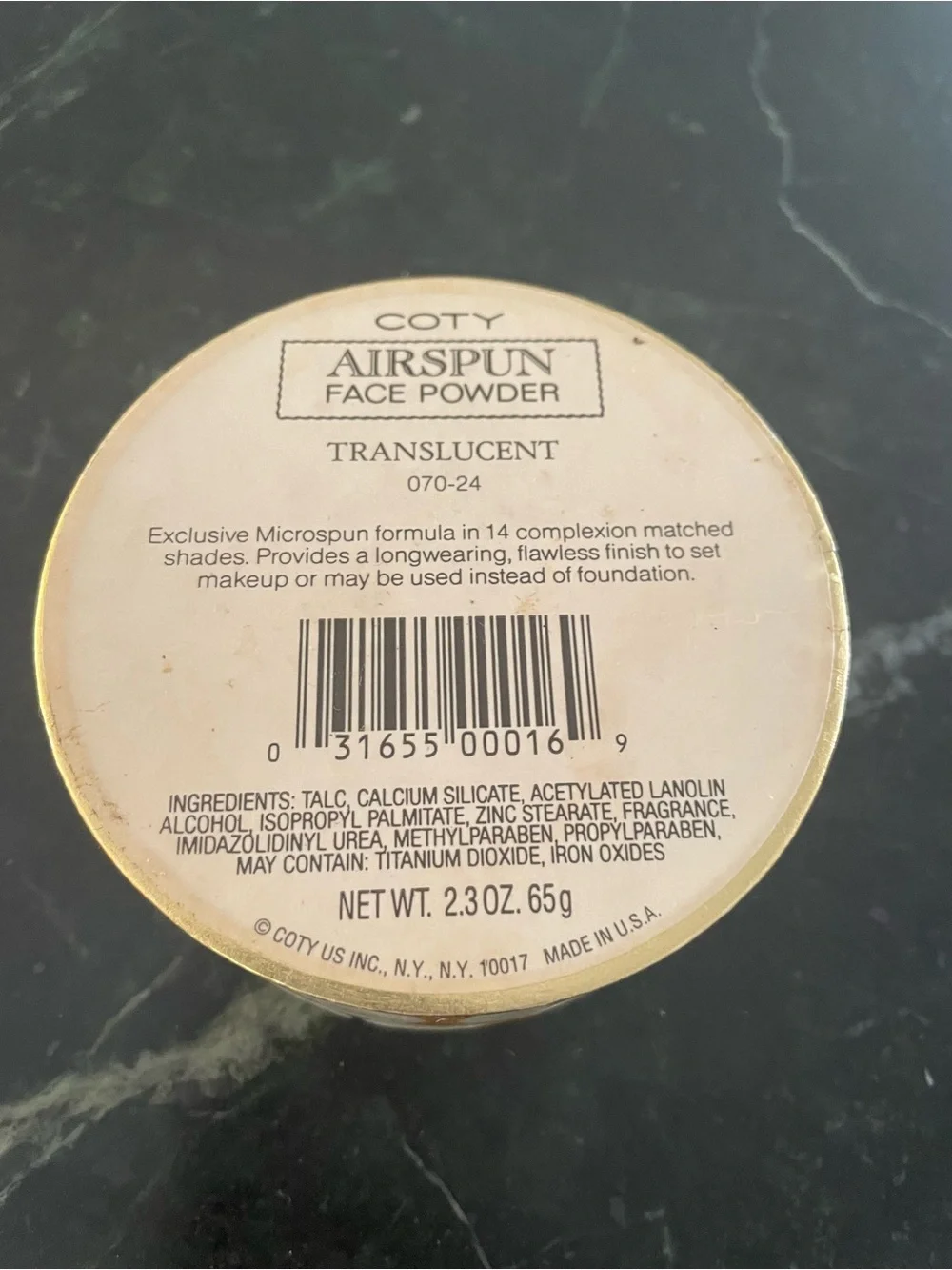 VINTAGE COTY  AIRSPUN FACE POWDER Translucent  070-24 NOS Sealed No Puff